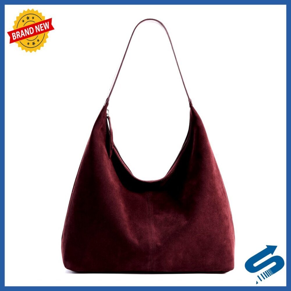 Vegan Leather Slouchy Hobo Tote Bag Medium Zipper Shoulder Purse Travel Work